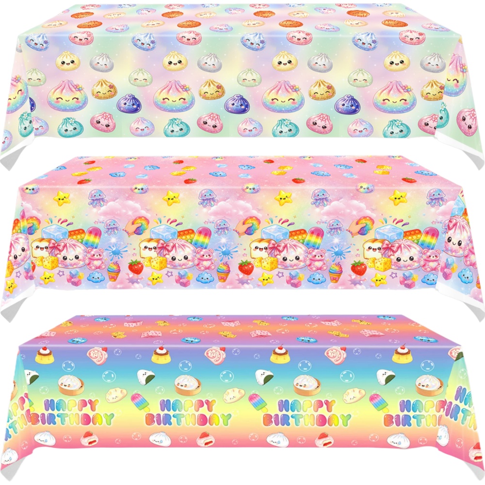 Baby Food Table - 137x274cm Disposable Squishy Dumpling Tablecloth Birthday